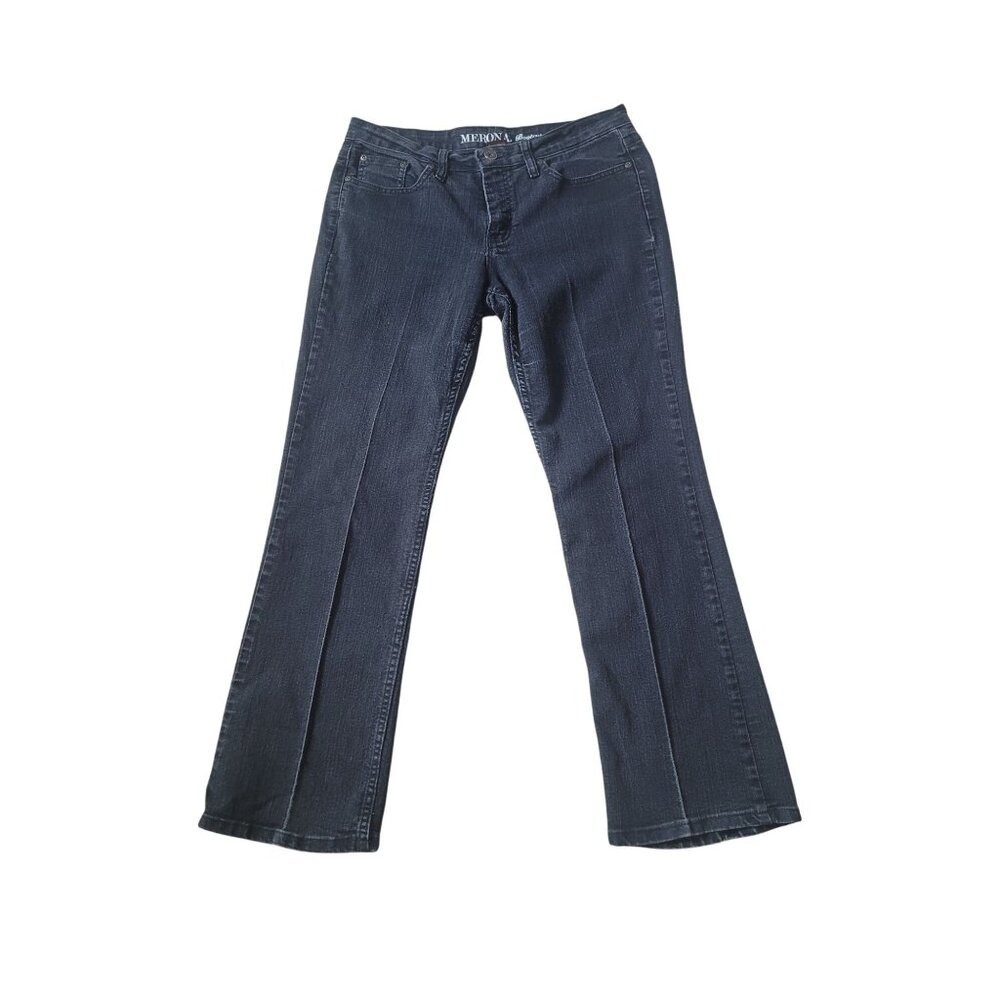 Merona Womens Bootcut‎ Jeans 10S Dark Wash Black Mid Rise Fit 4 Stretch Denim